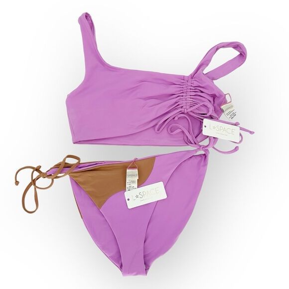 L*Space Bikini Set XL Wilder‎ Top and Dani Full Cut Bottom in Rosebud and Putty - Picture 1 of 11